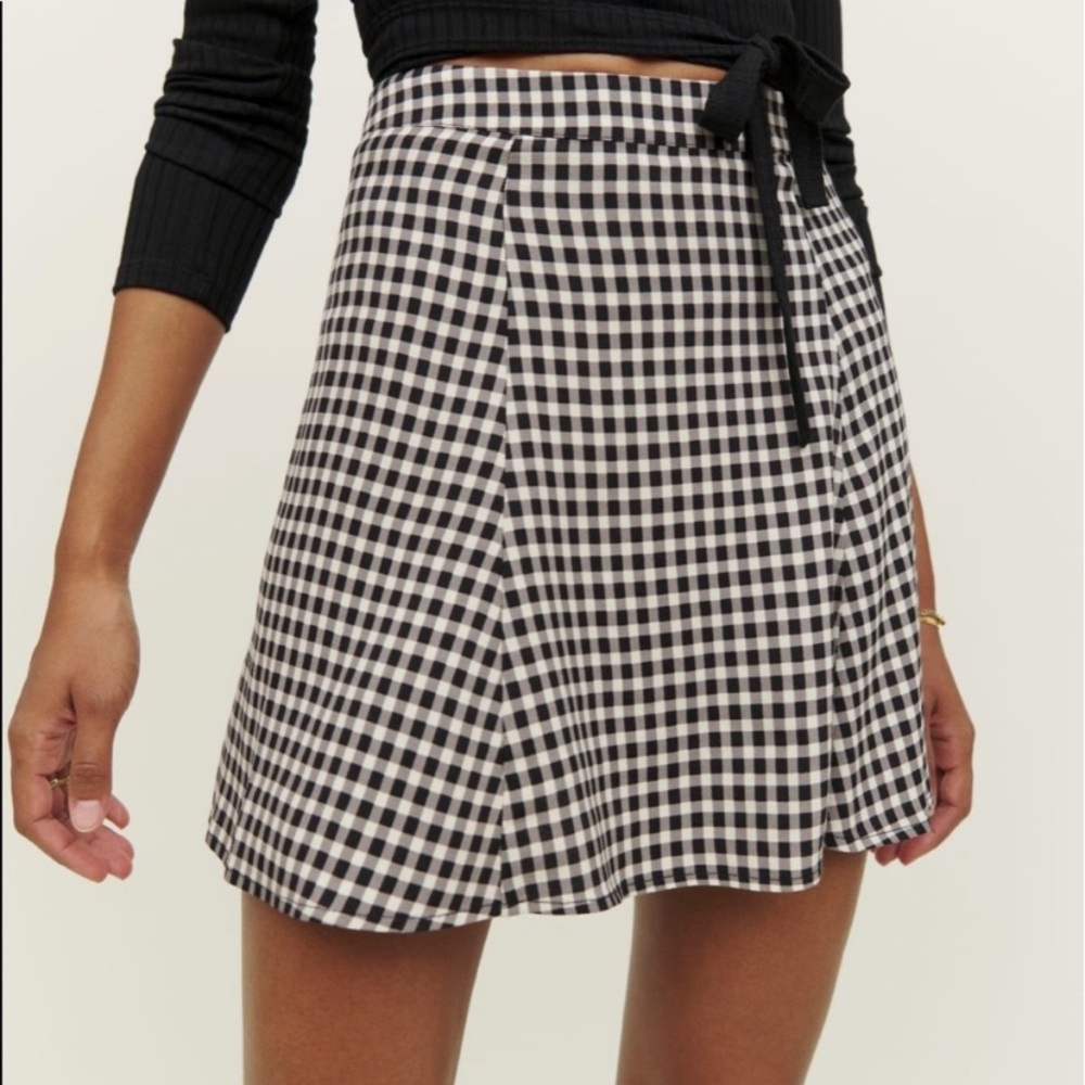 Black & White Gingham A-Line Mini Skirt